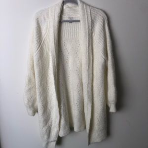 Off white hip length cardigan
